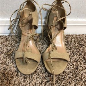 Tan/taupe lace up heels